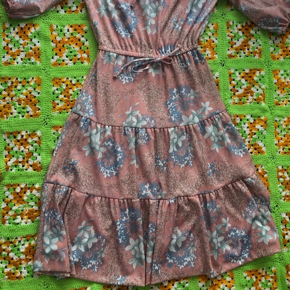 SOLD Vintage 70s Floral Midi Dress - Picture 2 of 4